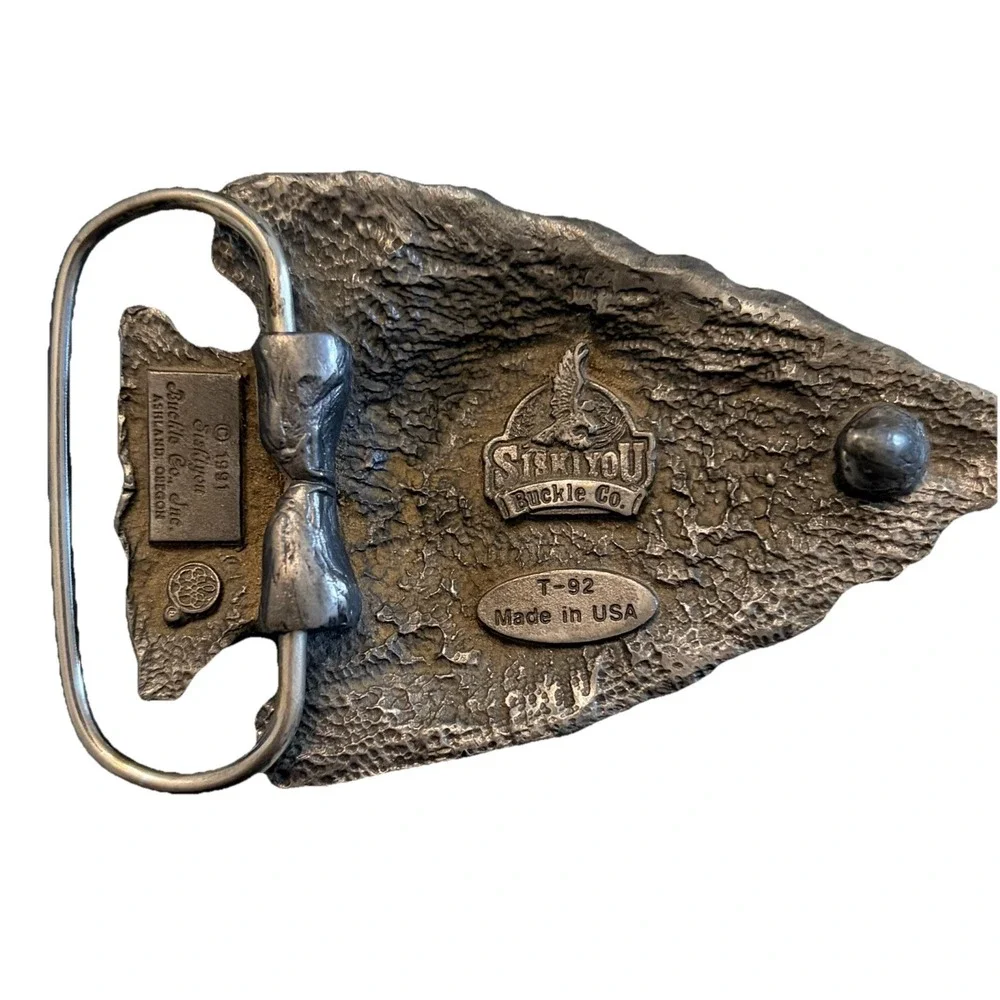 SISKIYOU Buckle Co 1991 Western Arrowhead Eagle Metal Pewter Belt Buckle USA - Picture 2 of 4